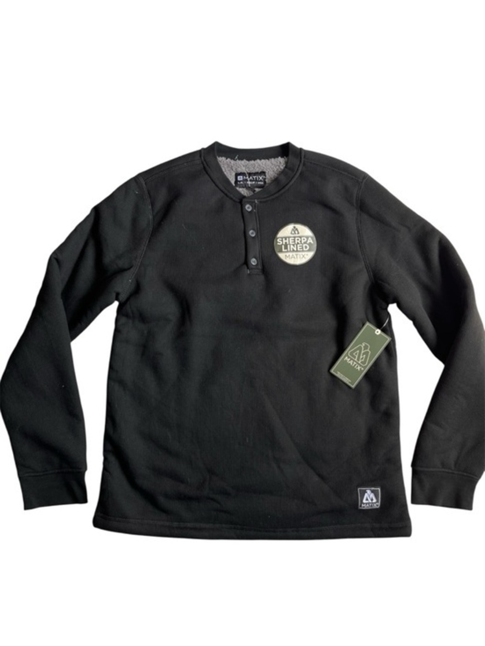 Matix Black Ribbed Henley with Sherpa Lining